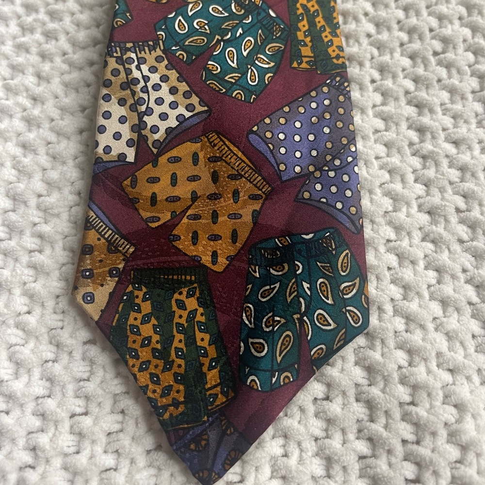 Mario Valentino‎ burgundy maroon necktie boxers vintage 100% silk